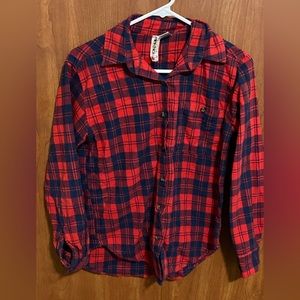 Comfy, plaid, long-sleeved.